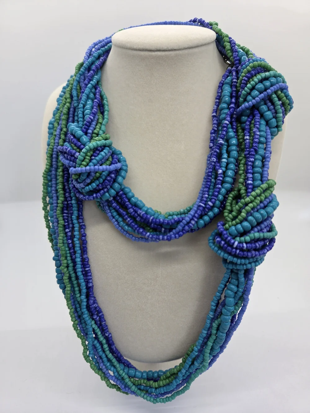 Erica Lyons Turquoise, Cobalt & Kelly-Green Multi-Strand Seed Bead Necklace